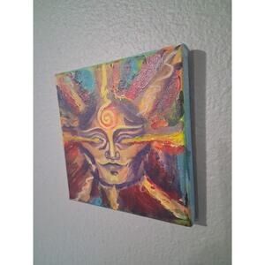 Beautiful SUN Painting ORIGINAL Acrylic Masculine Face Spiritual Energy 🌞